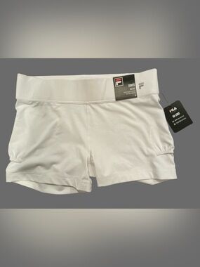 Fila Women's White Bike Shorts with Side Pockets